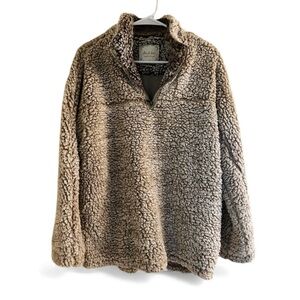 Altar'd State Cozy Brown Fleece Jacket Quarter Zip Pullover Size Small Like New